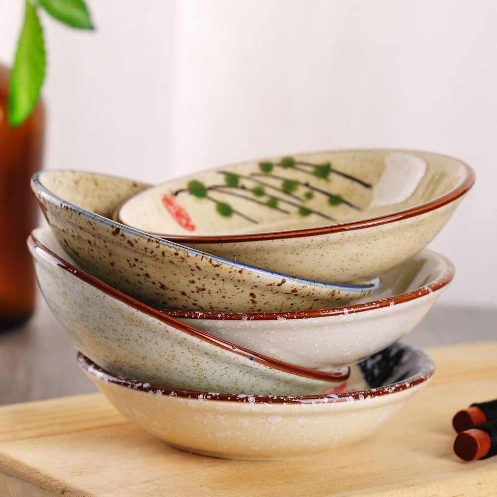 NEW! Japanese Retro Porcelain Side Dish Ceramic Side Dishes Bowl - Set of 5 - Picture 6 of 7
